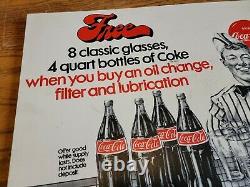 Coca-cola Advertising Sign 18free 8 Classic Glasses Soda Fountain Vtg 2-sided