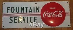 Coca-cola Fountain Service Porcelain Sign