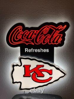 Coca-cola Kansas City Chiefs Led Bar Sign Man Cave Decor Kc Chiefs Coke Light