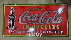 Coca-cola Porcelain Enamel Sign 48 X 24 Inches