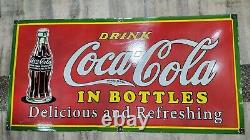 Coca-cola Porcelain Enamel Sign 48 X 24 Inches