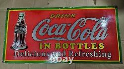 Coca-cola Porcelain Enamel Sign 48 X 24 Inches