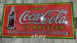 Coca-cola Porcelain Enamel Sign 48 X 24 Inches