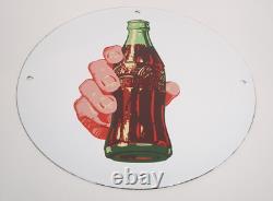 Coca-cola Porcelain Sign 12 Button Design Coke Advertisement Great Condition