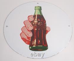 Coca-cola Porcelain Sign 12 Button Design Coke Advertisement Great Condition