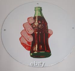 Coca-cola Porcelain Sign 12 Button Design Coke Advertisement Great Condition