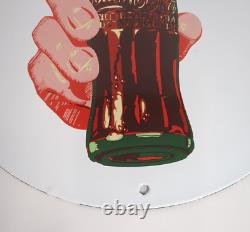 Coca-cola Porcelain Sign 12 Button Design Coke Advertisement Great Condition