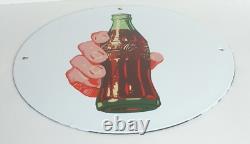 Coca-cola Porcelain Sign 12 Button Design Coke Advertisement Great Condition