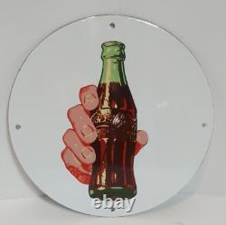 Coca-cola Porcelain Sign 12 Button Design Coke Advertisement Great Condition