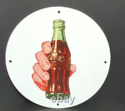 Coca-cola Porcelain Sign 12 Button Design Coke Advertisement Great Condition