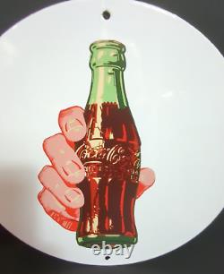 Coca-cola Porcelain Sign 12 Button Design Coke Advertisement Great Condition