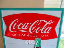 Coca-cola Sign Of Good Taste Ice Cold Embossed Green Back U. S. A. Sign