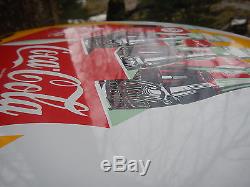 Coca cola button porcelain sign 16 original from 1958 great condition