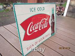 Coca cola fishtail sign of good taste 27 3/4 x 20 1960s