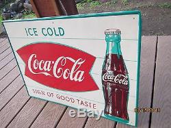 Coca cola fishtail sign of good taste 27 3/4 x 20 1960s