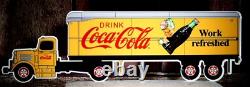 Cocacola Delivery Semi Sign Porcelain Collectible, Rustic, Advertising
