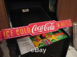 Coke Coca Cola Door Pull Push Bar Advertising Sign Gas Station IceColdBottles Ad