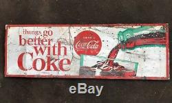 Coke Coca-Cola Genuine Vintage Metal Australian Tin Sign Milk Bar