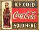 Coke Coca Cola Sold Here TIN SIGN bottle 1916 drink ad vtg metal wall decor 1299