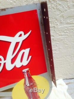 Coke Cola 1940's Metal Flange Sign. Approx. 24x21. Excellent Condition