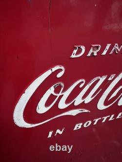Coke Drink Coca-Cola Tall COOLER Ice Chest No Tray Action Mfg Bottles Sign Soda