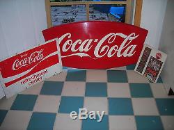 Coke Fish Tail Sign and old sign and series two collection cards
