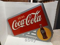 Coke Flange Double-Sided Bottle Sign Drink Coca-Cola Logo 2002 Limited NOS