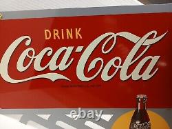 Coke Flange Double-Sided Bottle Sign Drink Coca-Cola Logo 2002 Limited NOS