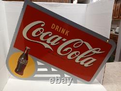 Coke Flange Double-Sided Bottle Sign Drink Coca-Cola Logo 2002 Limited NOS