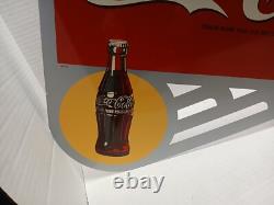 Coke Flange Double-Sided Bottle Sign Drink Coca-Cola Logo 2002 Limited NOS