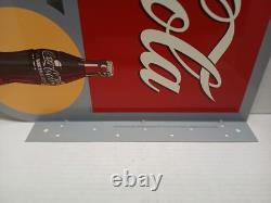 Coke Flange Double-Sided Bottle Sign Drink Coca-Cola Logo 2002 Limited NOS
