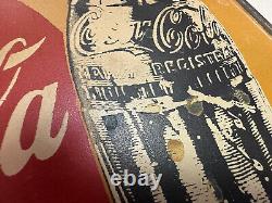 Coke VALPARAISO CHILE 1960s Original Vintage Drink Coca Cola Sign Metal 9 Inch