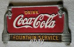 Collectable Drink Coca-Cola Fountain Service Cast Iron Advertising Bench Sign