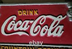 Collectable Drink Coca-Cola Fountain Service Cast Iron Advertising Bench Sign