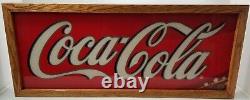 Custom Large Coca Cola Soda Light Up Box Sign Stained Oak Hardwood Frame 45 x 18