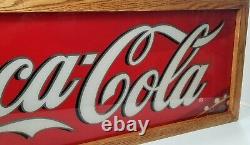 Custom Large Coca Cola Soda Light Up Box Sign Stained Oak Hardwood Frame 45 x 18