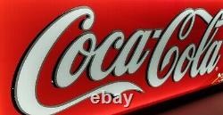 Custom Large Coca Cola Soda Light Up Box Sign Stained Oak Hardwood Frame 45 x 18