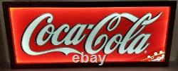 Custom Large Coca Cola Soda Light Up Box Sign Stained Oak Hardwood Frame 45 x 18