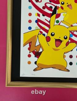 DEATH NYC Hand Signed LARGE Print Framed 16x20in PIKACHU POKEMON COCA COLA HIRST