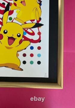 DEATH NYC Hand Signed LARGE Print Framed 16x20in PIKACHU POKEMON COCA COLA HIRST