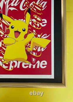 DEATH NYC Hand Signed LARGE Print Framed 16x20in POKEMON PIKACHU COCA COLA
