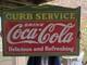 DEFECTIVE HUGE VINTAGE DRINK COCACOLA CURB SERVICE PORCELAIN SIGN 27x18 G3D