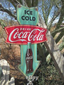 DRINK COCA COLA ICE COLD ARROW METAL COOL old school look Soda Pop Advertising