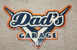 Dad's Garage Embossed Metal Vintage Style Man Cave Shop Decor oil Gas Pump signs