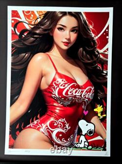 Death NYC Hand Signed Large Framed Print 16x20in SNOOPY LOOKING COCA COLA COA #9