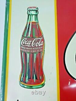 Dec 25 1923 Bottle Drink Coca Cola Porcelain Embossed Advertising Sign RARE54x18