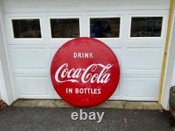 Drink COCA-COLA 48 Porcelain sign Coke Button Shape 1950'S VINTAGE Advertising