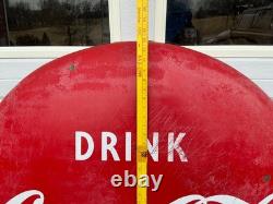 Drink COCA-COLA 48 Porcelain sign Coke Button Shape 1950'S VINTAGE Advertising