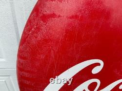 Drink COCA-COLA 48 Porcelain sign Coke Button Shape 1950'S VINTAGE Advertising
