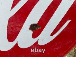 Drink COCA-COLA 48 Porcelain sign Coke Button Shape 1950'S VINTAGE Advertising
